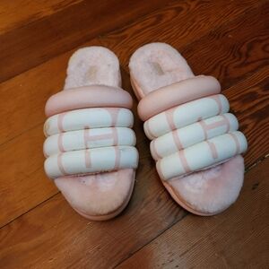 Pink and White Fuzzy Uggs